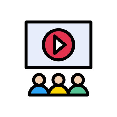 Sinema vektörü düz renk simgesi