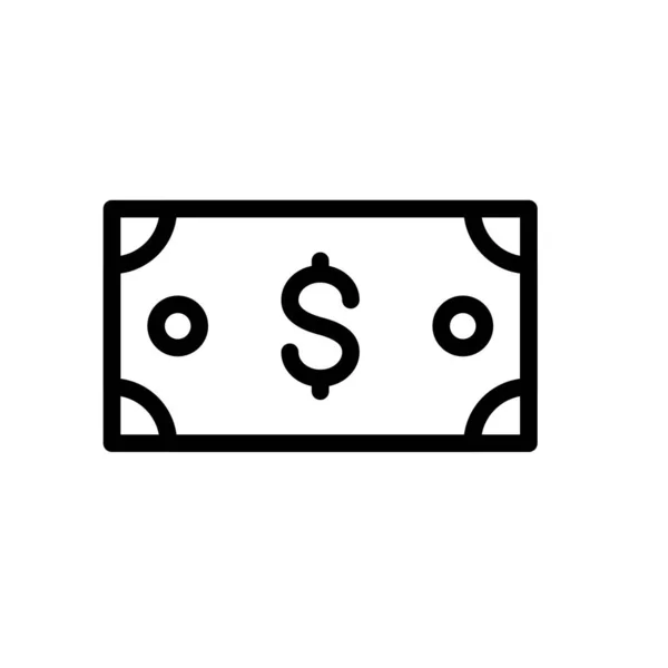 Cash Vektor Dünne Linie Symbol — Stockvektor