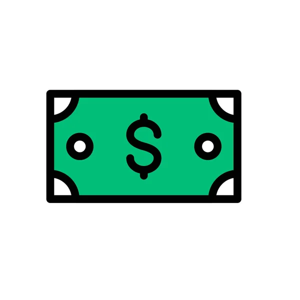 Cash Vector Vlakke Kleur Pictogram — Stockvector