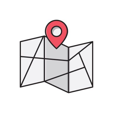 konum vektörü düz renk simgesi