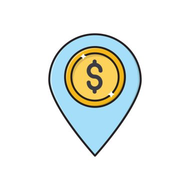 konum vektörü düz renk simgesi