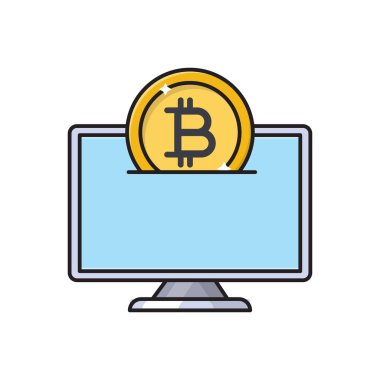 Bitcoin vektör düz renk simgesi