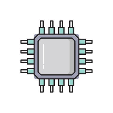 işlemci vektörü düz renk simgesi