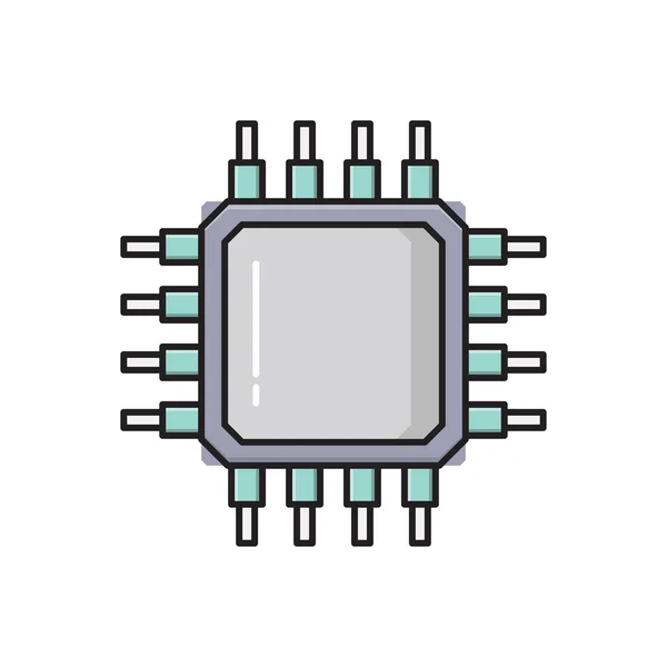 Processeur Vecteur Couleur Plate Icône — Image vectorielle