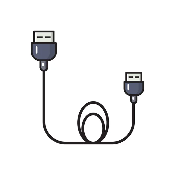 Vector Cable Icono Color Plano — Archivo Imágenes Vectoriales