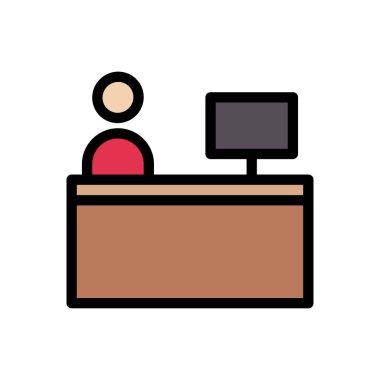 Otel vektörü düz renk simgesi