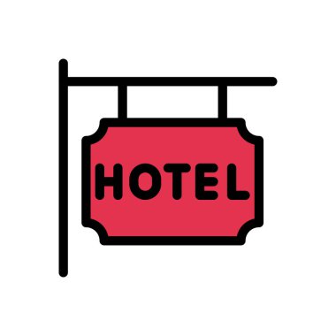 Otel vektörü düz renk simgesi