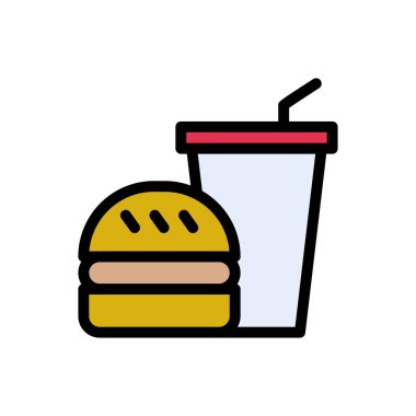 fast food vektörü düz renk simgesi