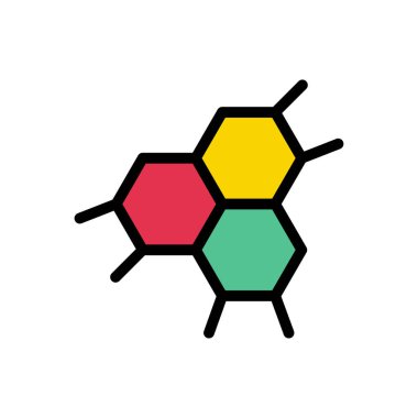 molekül vektörü düz renk simgesi