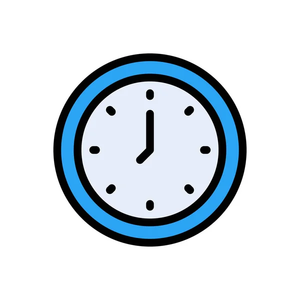 Clock Vector Flat Color Icon — Stock Vector