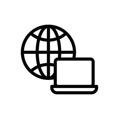 internet vektörü ince çizgi simgesi