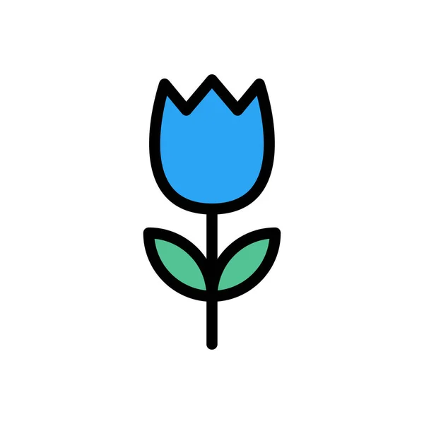 Троянда Вектор Плоский Колір Значок — стоковий вектор