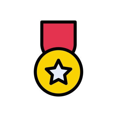 madalya vektörü düz renk simgesi