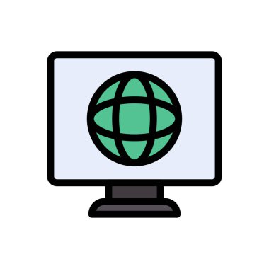 internet vektörü düz renk simgesi