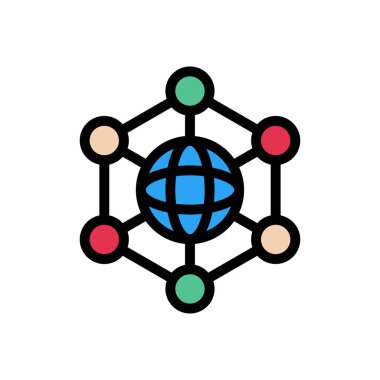 ağ vektörü düz renk simgesi