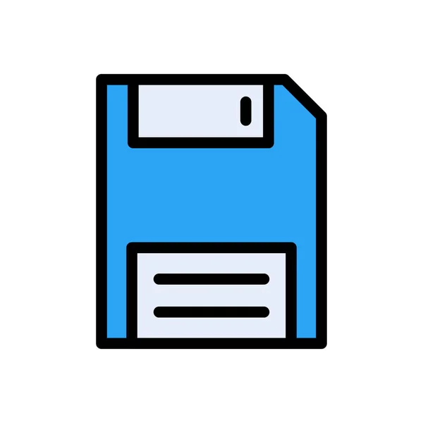 Diskette Vektor Flache Farbe Symbol — Stockvektor