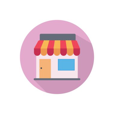 dükkan vektörü düz renk simgesi