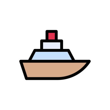 tekne vektörü düz renk simgesi