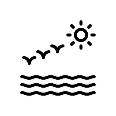 plaj vektörü ince çizgi simgesi