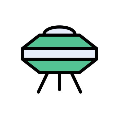 uzay gemisi vektörü düz renk simgesi