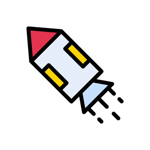 Raumschiff Vektor Flache Farbe Symbol — Stockvektor