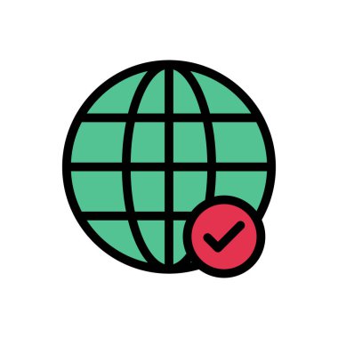 dünya vektörü düz renk simgesi