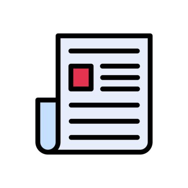 kağıt vektörü düz renk simgesi