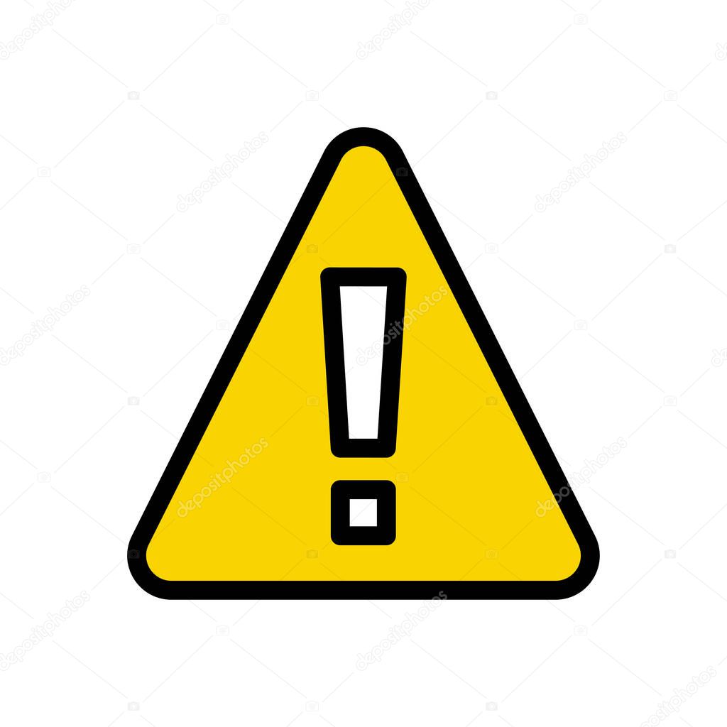 warning vector flat color  icon