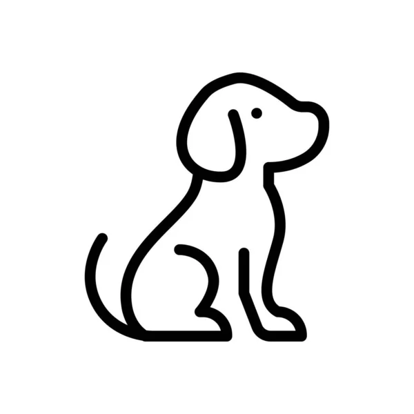 Hond Vector Dunne Lijn Pictogram — Stockvector