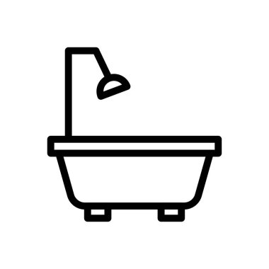 küvet vektörü ince çizgi simgesi