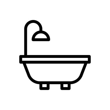 küvet vektörü ince çizgi simgesi