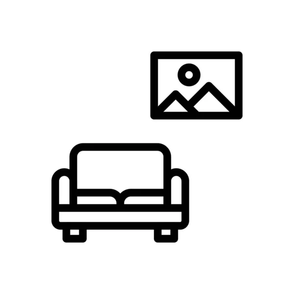 Sofa Vector Thin Line Icon — Stock Vector