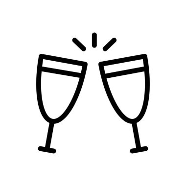 Şampanya vektörü ince çizgi simgesi