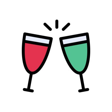 Şampanya vektörü düz simge
