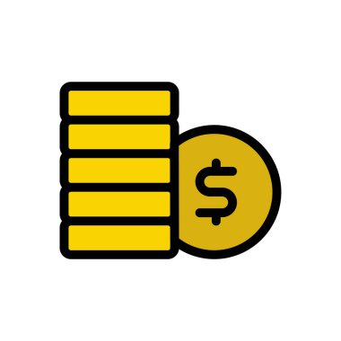 Bozuk para vektörü düz renk simgesi