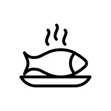 Deniz ürünleri vektörü ince çizgi simgesi