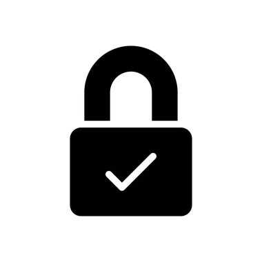 Güvenlik vektörü glyph düz simgesi