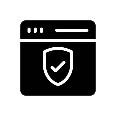 Güvenlik vektörü glyph düz simgesi