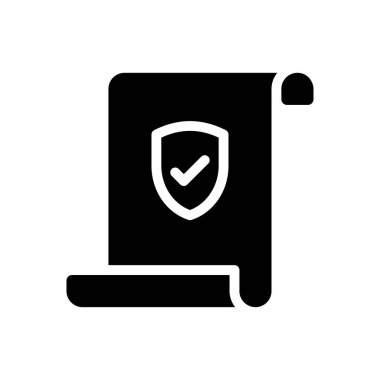 Güvenlik vektörü glyph düz simgesi