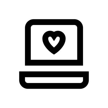 dizüstü bilgisayar vektörü ince çizgi simgesi