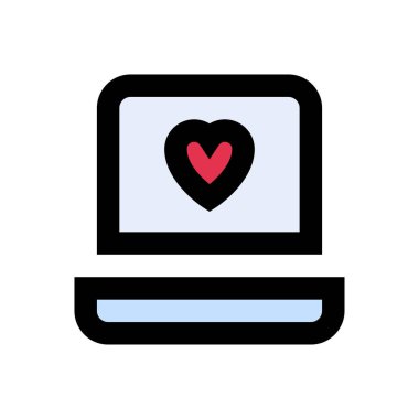 dizüstü bilgisayar vektörü düz renk simgesi