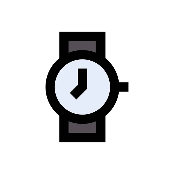Uhr Vektor Flache Farbe Symbol — Stockvektor