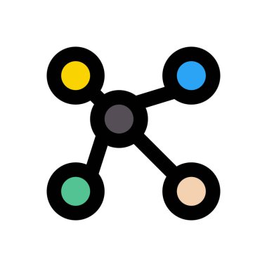 molekül vektörü düz renk simgesi