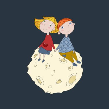 Ay'da şirin çocuk. 