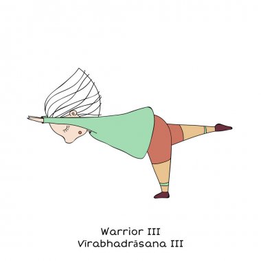 Çocuk yoga poz. Savaşçı III