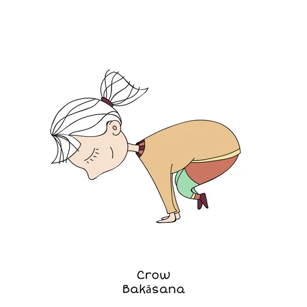 Kind yoga pose. kraai — Stockvector