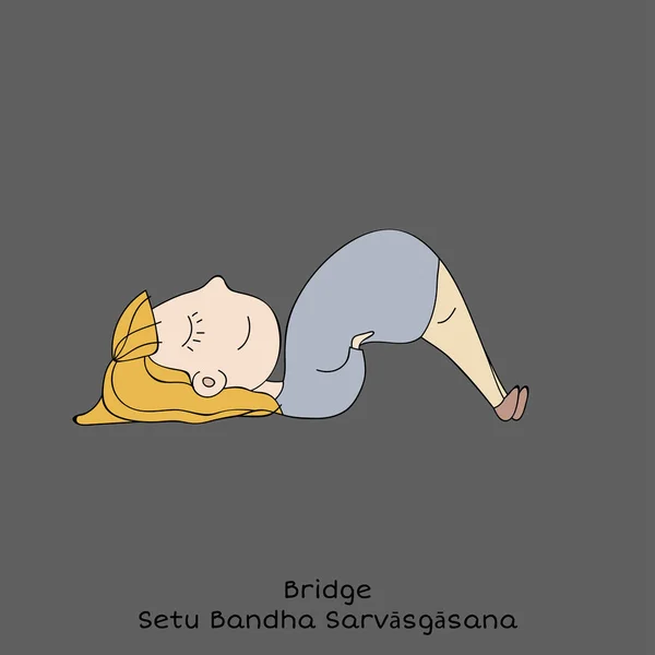 Una pose de yoga infantil. puente — Vector de stock