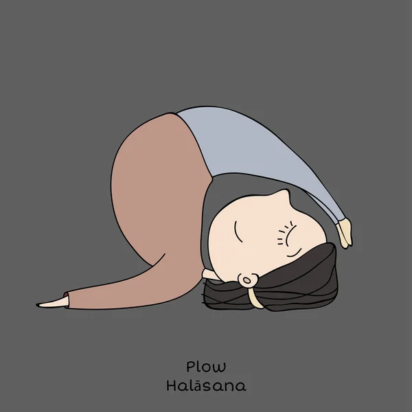 Çocuk yoga poz. pulluk — Stok Vektör