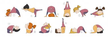 çocuklar yoga yaparken gösteren resim