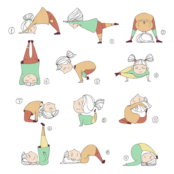 Illustration av barnen gör yoga — Stock vektor